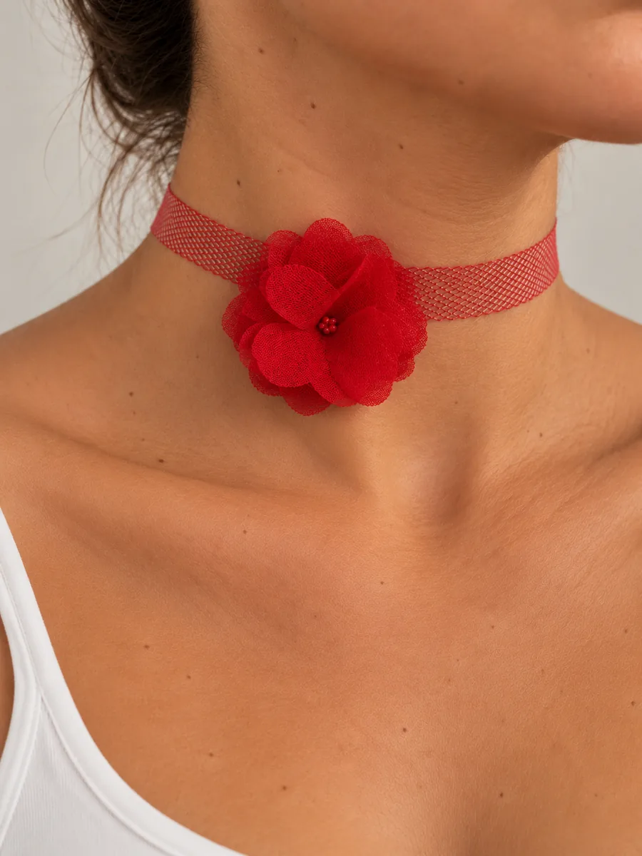 Choker Flora en rojo de Ann Estacio — foto 1